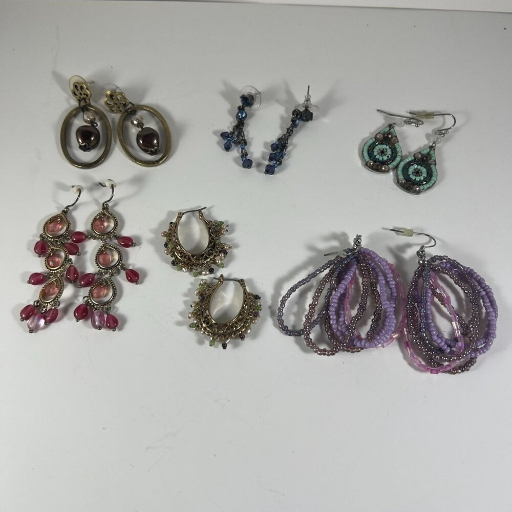 Assorted Womens Fashion Earrings Set Of 7 Pairs - Dangle & Drop Styles - Mixed C